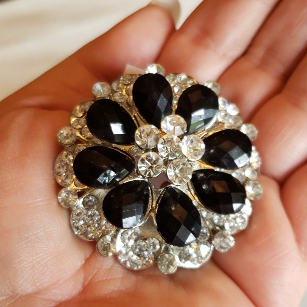 Black Rhinestone Brooch